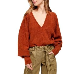 Free People V Neck Nubby Knit Sweater - NWT